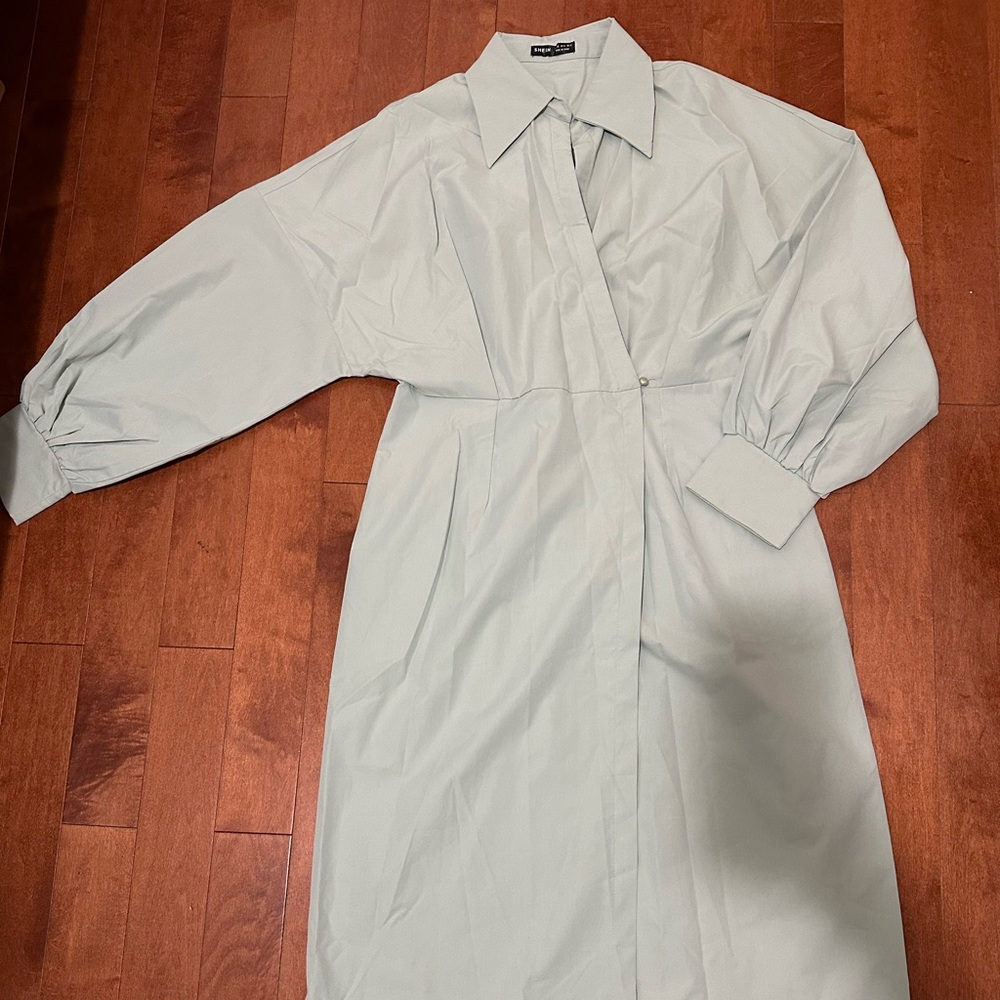 Elegant Women's Coat Dress in Light Green